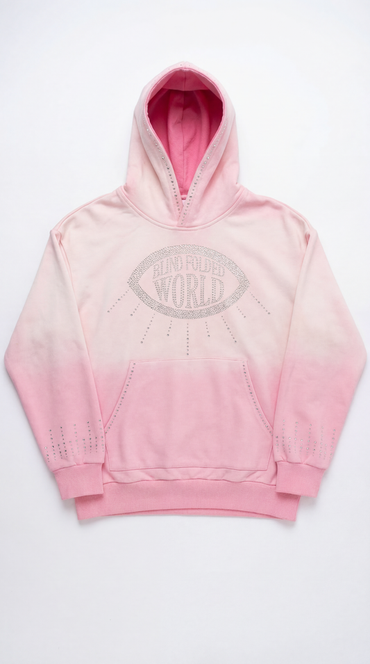 Ombre Pink Awakening Rhinestone Hoodie