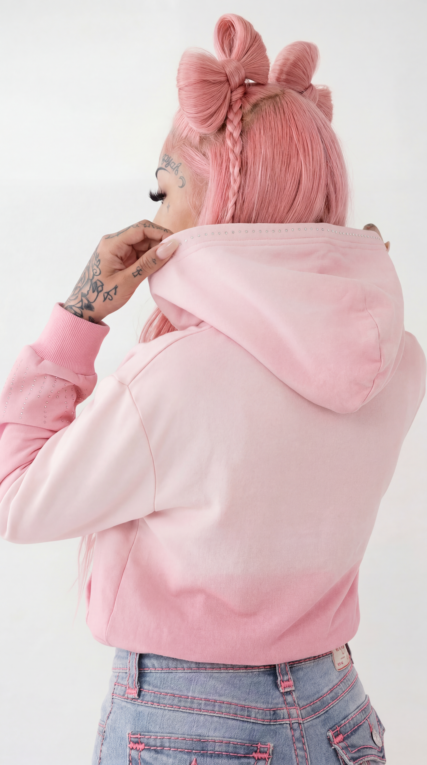 Ombre Pink Awakening Rhinestone Hoodie