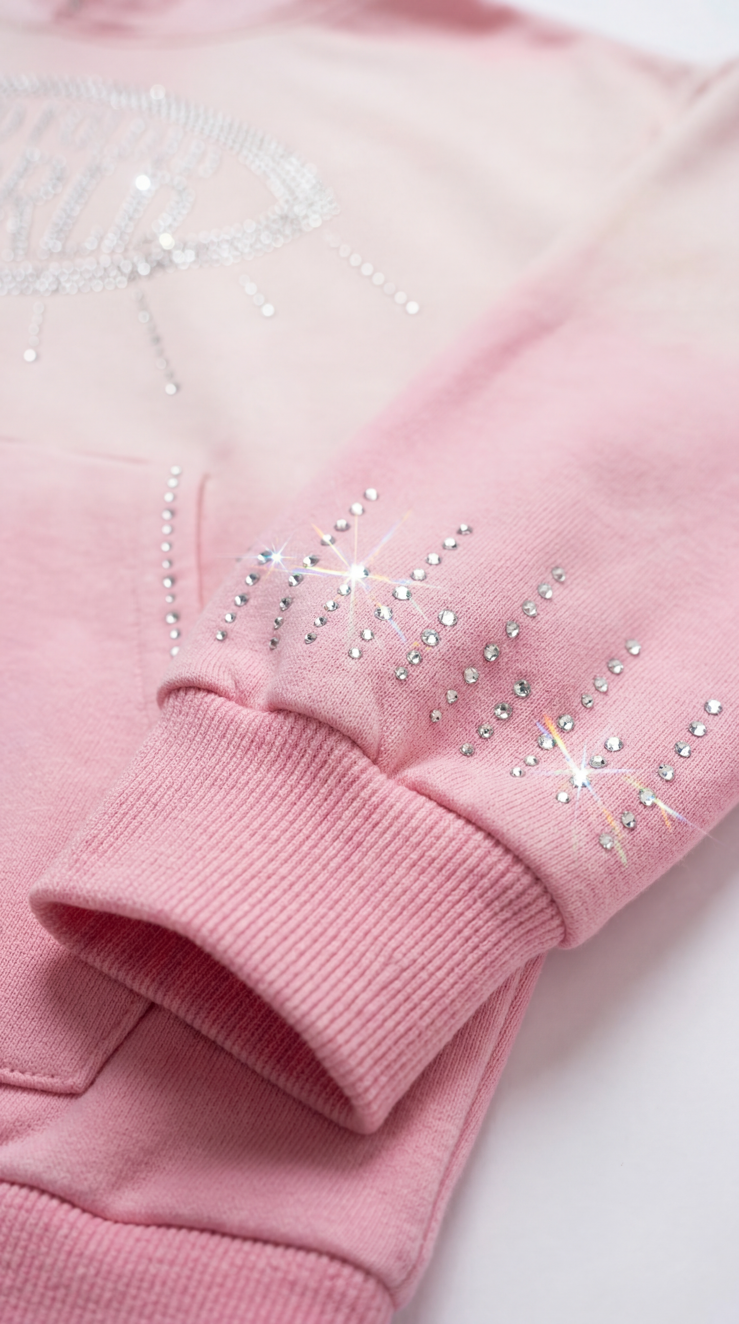 Ombre Pink Awakening Rhinestone Hoodie